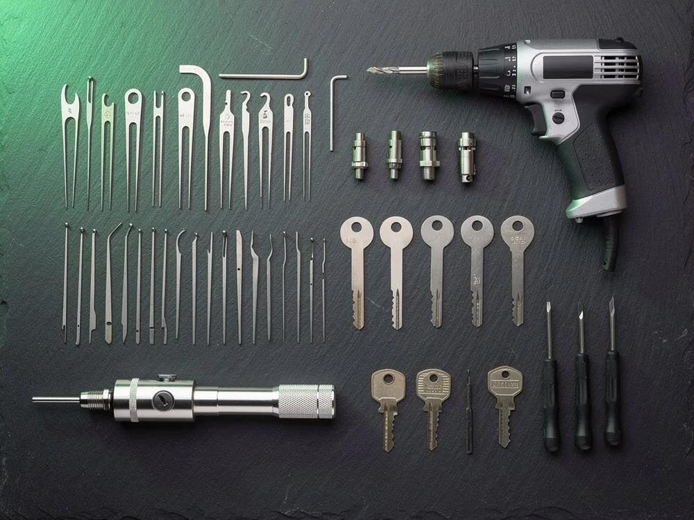 Outils professionnels de serrurier